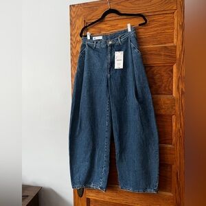 MODERN | Zara TRF Low Rise Pleated Barrel Leg Jeans, Size 2